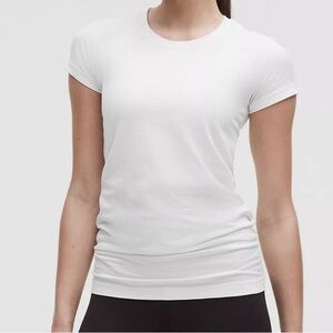Lululemon Athletica White Fitted Ruched T-Shirt